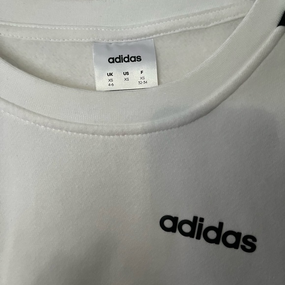 Adidas Classic 3-stripe White Sweatshirt Pullover Sz XS - Picture 2 of 4